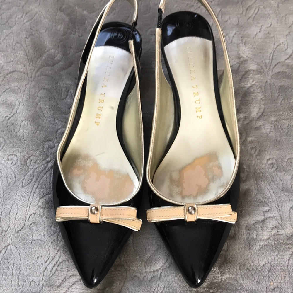 Ivanka Trump black patent kitten heel